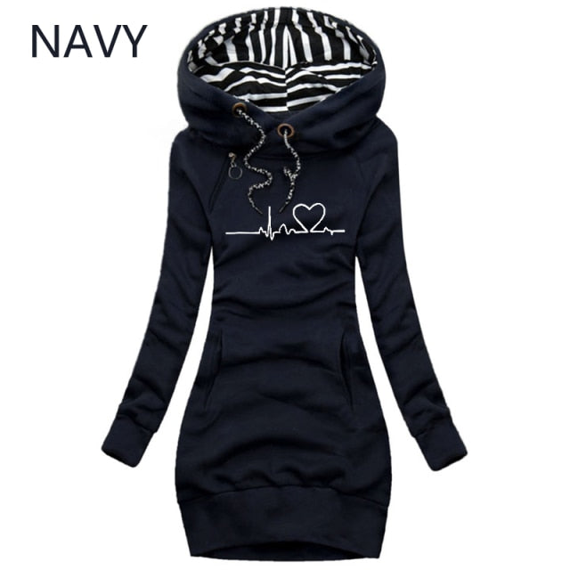 Ladies long best sale hoodie dress