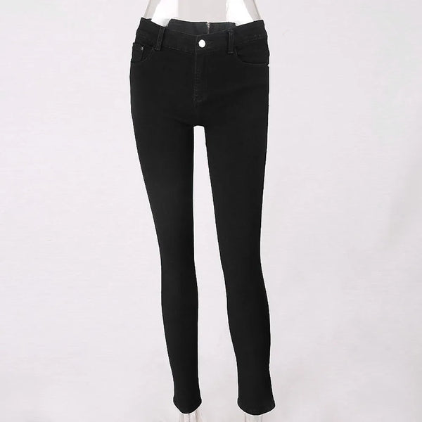 Back Zipper Long Jeans