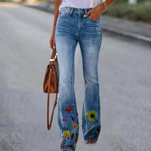 High Waist Button Zipper Fly Pocket Jeans