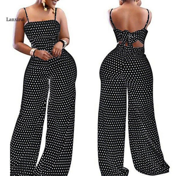 Sleeveless Polka Dot Wide Leg Jumper