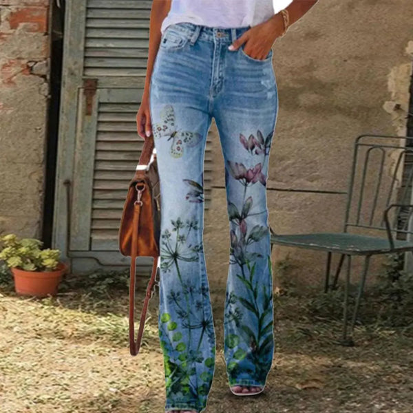 High Waist Button Zipper Fly Pocket Jeans