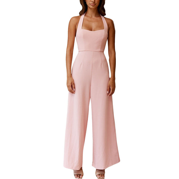 Sleeveless Romper Pleated High Waist Wide Leg Jumper