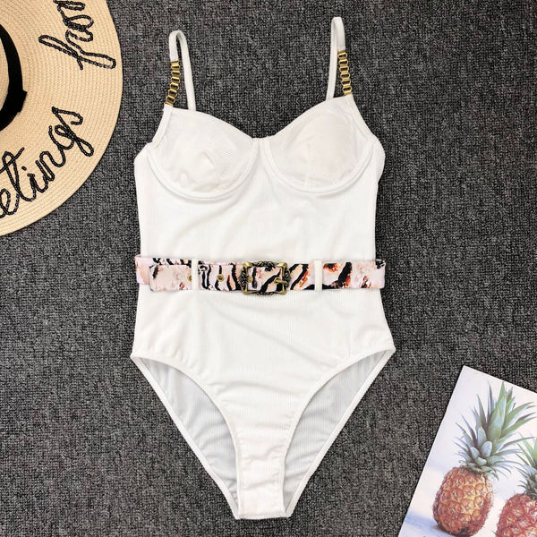 One Piece Belted Swimsuit