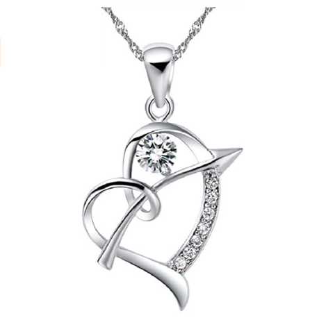 White Gold Plated Arrow Heart Necklace