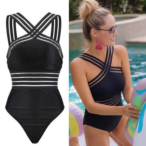 Bikini Striped Bandage Backless Push Up Swimwear