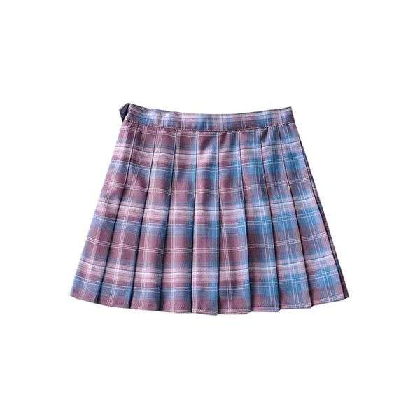 High Waist Pleated Plaid Skirt