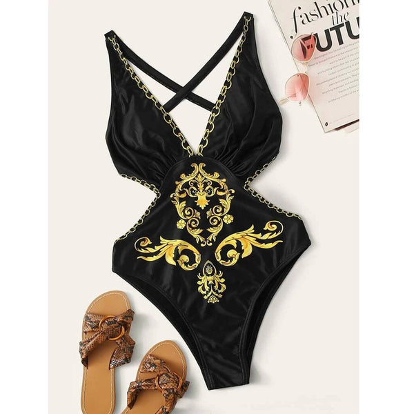 Criss Cross Monokini Swimsuit Beach Suit