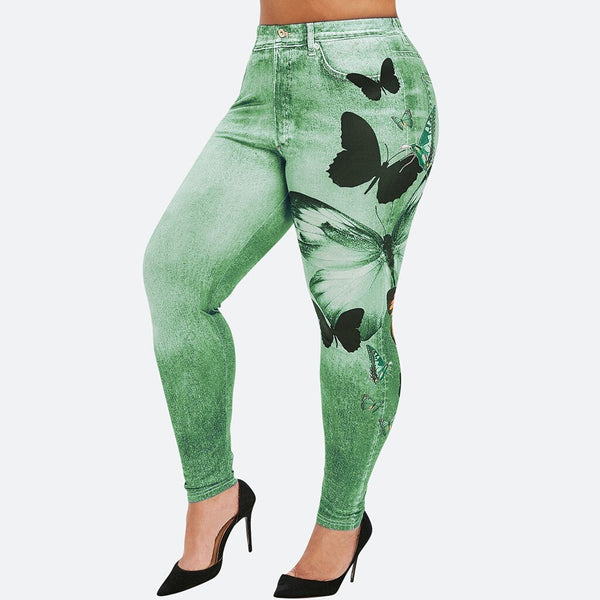 Denim Leggings Butterfly Print