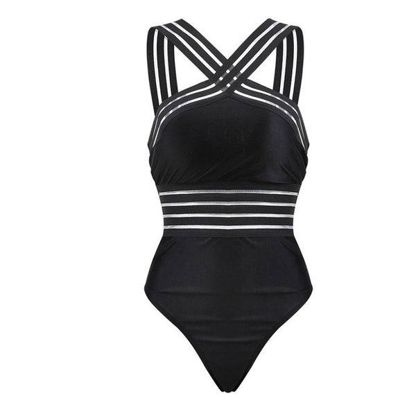 Bikini Striped Bandage Backless Push Up Swimwear