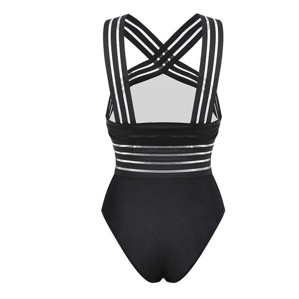 Bikini Striped Bandage Backless Push Up Swimwear