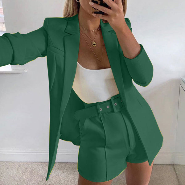 Slim Blazer with Shorts Set