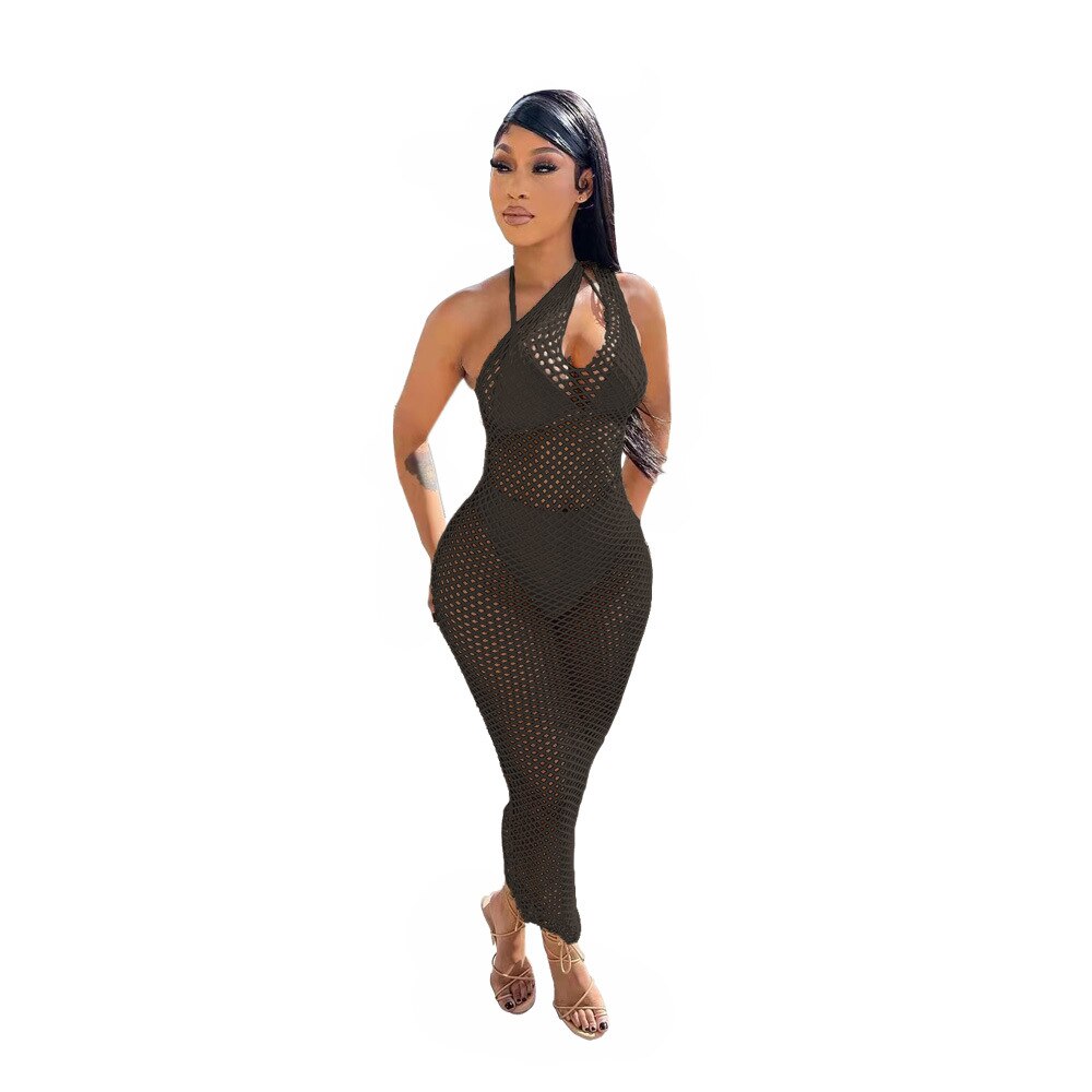 One Shoulder Cut Out Bodycon See Through Dress