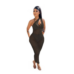 One Shoulder Cut Out Bodycon See Through Dress