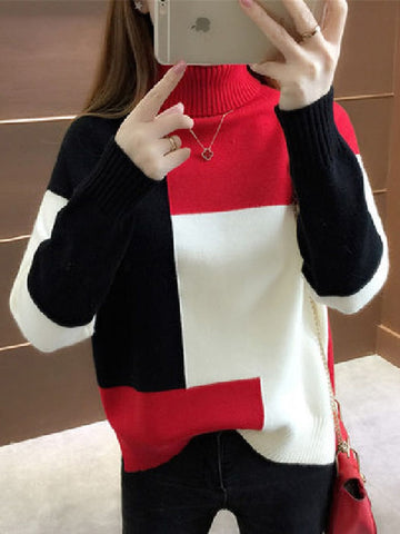 Loose O Neck Long Sleeve Knitted Thick Sweater