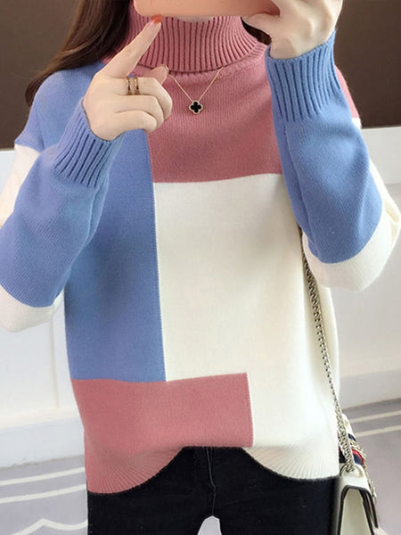 Loose O Neck Long Sleeve Knitted Thick Sweater