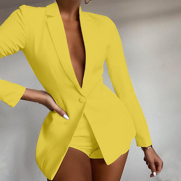 Slim Blazer with Shorts Set