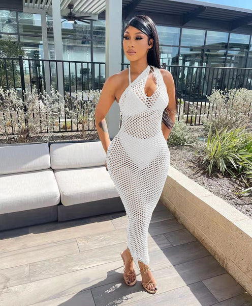 One Shoulder Cut Out Bodycon See Through Dress