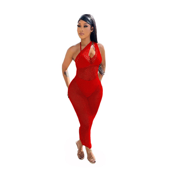 One Shoulder Cut Out Bodycon See Through Dress