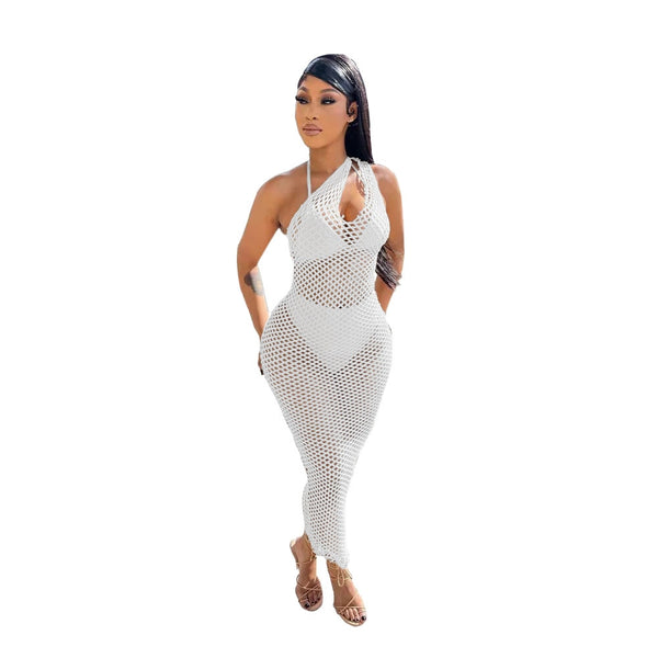 One Shoulder Cut Out Bodycon See Through Dress