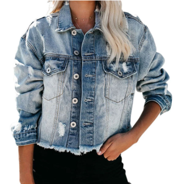 Denim Ripped Frayed Jean Jacket