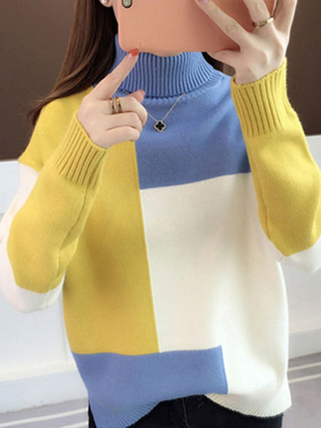 Loose O Neck Long Sleeve Knitted Thick Sweater