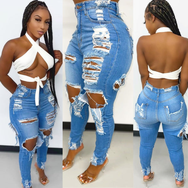 Casual Ripped Denim Jeans