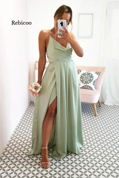 Spaghetti Strap Satin Cocktail Gown