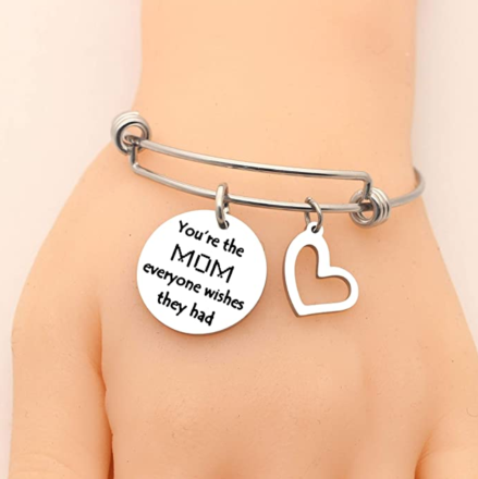 Silver Heart Charm Bracelet for Mom