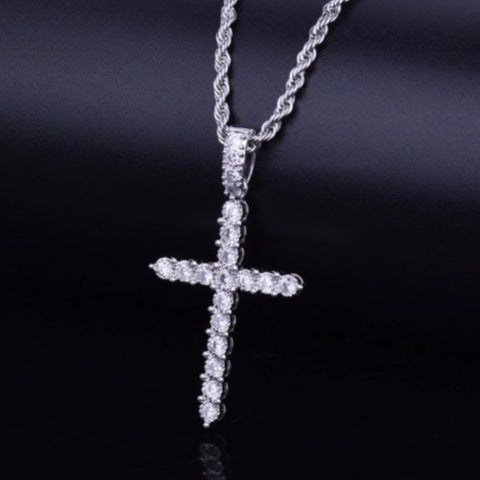 Cubic Zirconia Silver Cross Pendant NWT