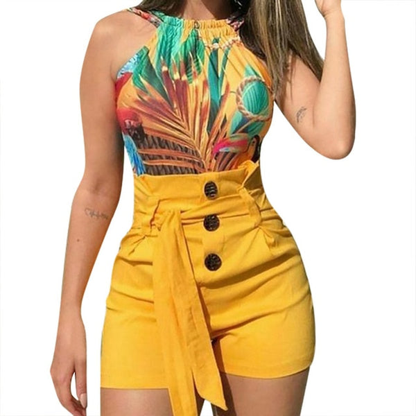 High Waist Slim Fit Belted Bow Shorts