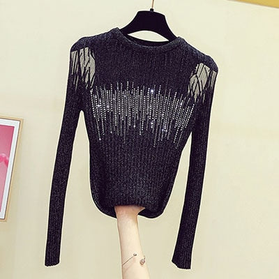 Diamond Print Thin Knitted Sweater