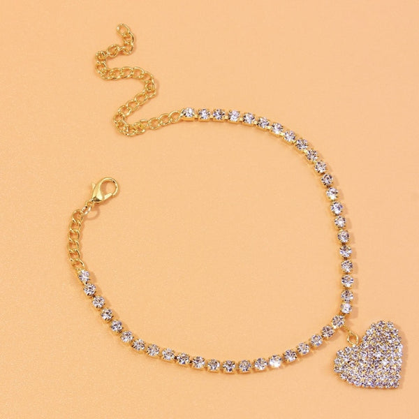 Heart Rhinestone Anklet