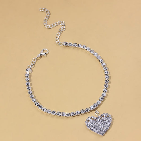 Heart Rhinestone Anklet