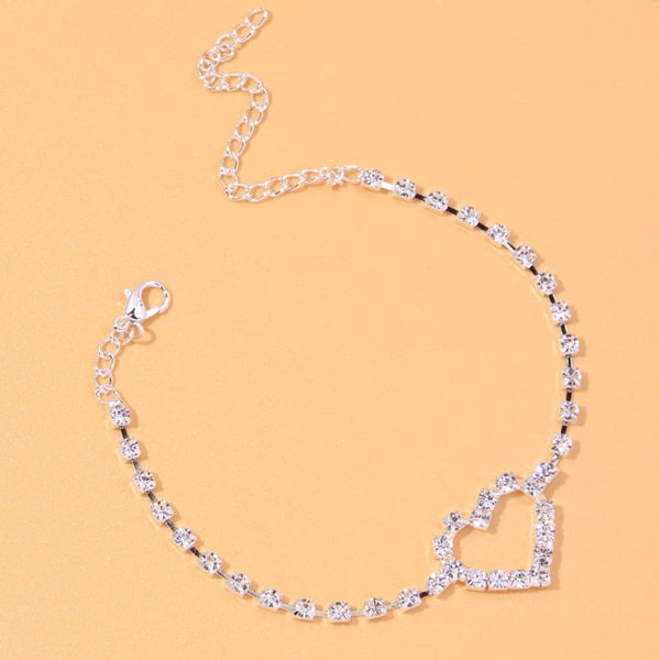 Heart Rhinestone Anklet