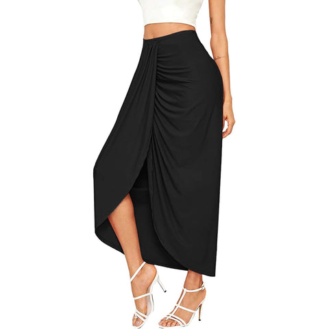 Summer Split Solid Wrap Skirt