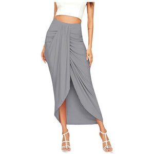 Summer Split Solid Wrap Skirt