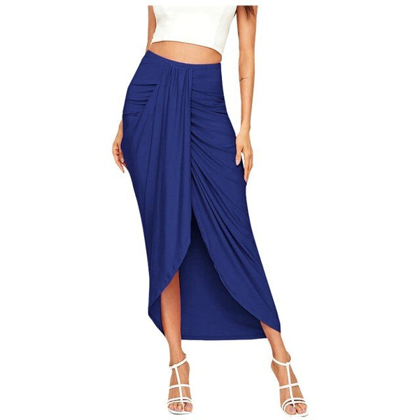 Summer Split Solid Wrap Skirt