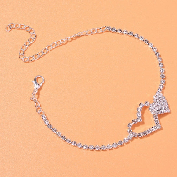 Heart Rhinestone Anklet