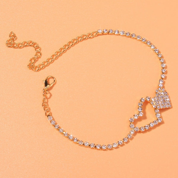 Heart Rhinestone Anklet