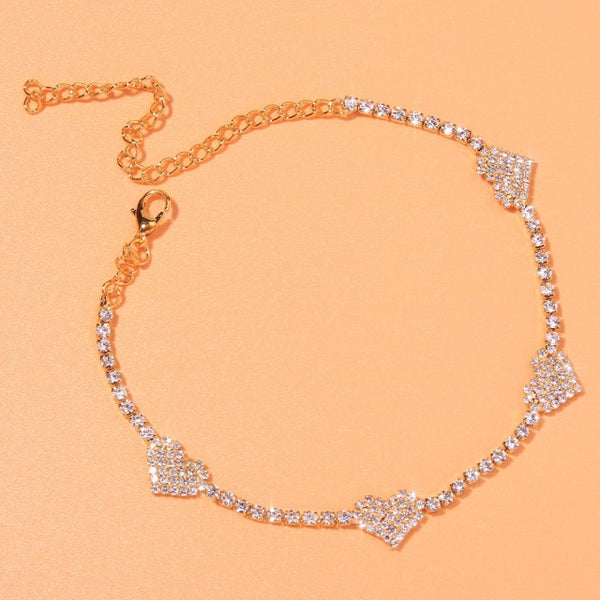 Heart Rhinestone Anklet