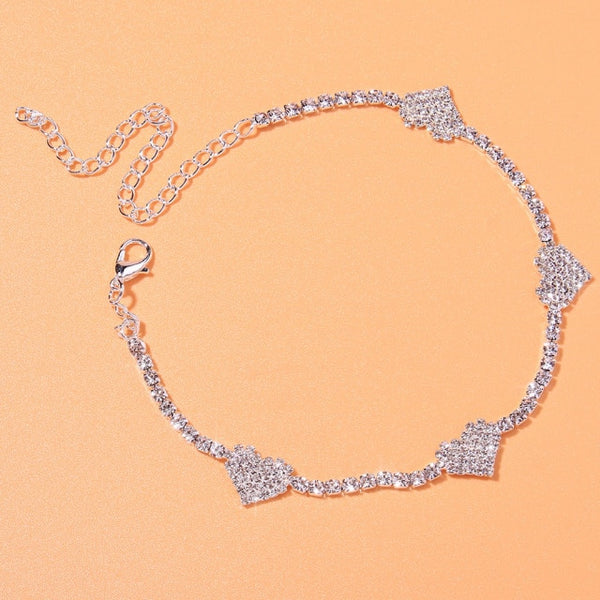 Heart Rhinestone Anklet