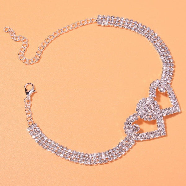 Heart Rhinestone Anklet