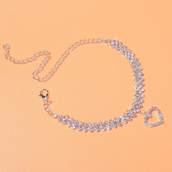 Heart Rhinestone Anklet