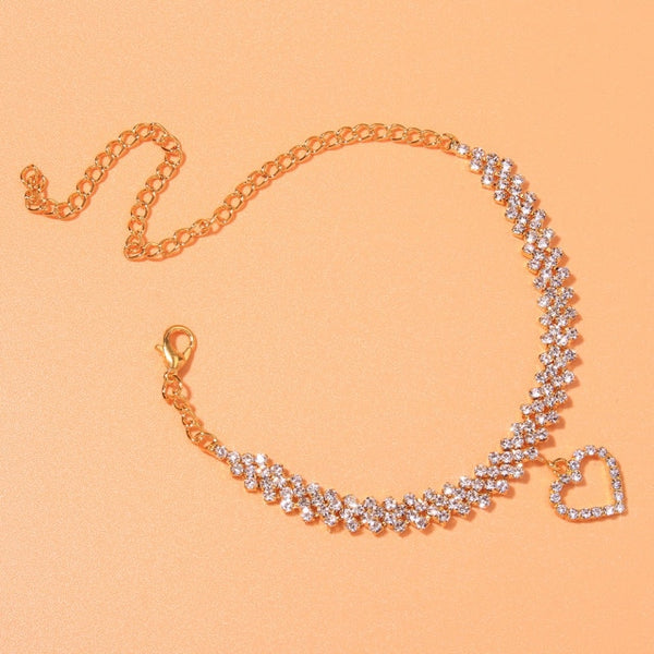 Heart Rhinestone Anklet