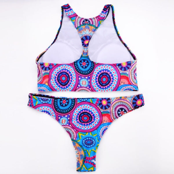 Fun Color Print Bathing 2PC Suit