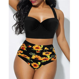 Push Up High Waisted Floral Swimsuit