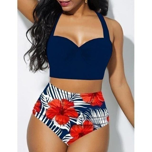 Push Up High Waisted Floral Swimsuit