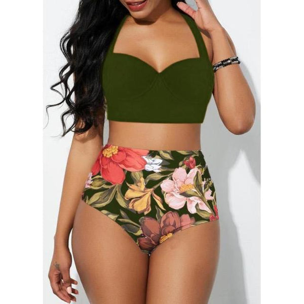 Push Up High Waisted Floral Swimsuit