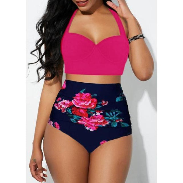 Push Up High Waisted Floral Swimsuit