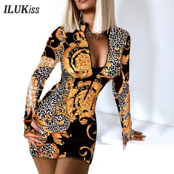 Sexy Long Sleeve Bodycon Mini Dress